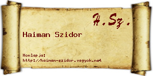 Haiman Szidor névjegykártya